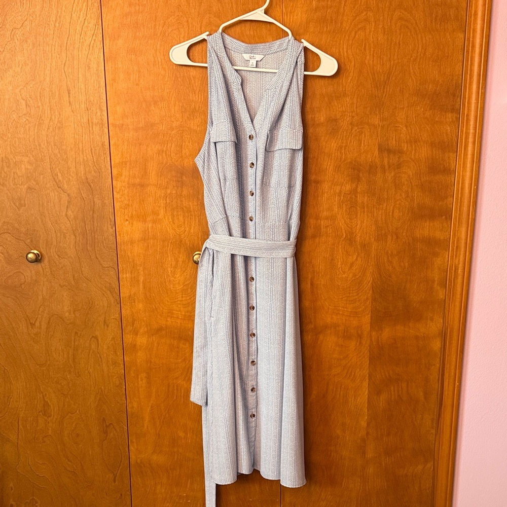 croft & barrow Light Blue Patterned Sleeveless Button-Front Midi Dress